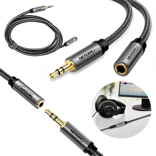 Cable Extensión De Audio Plug A Jack 3.5mm Trs Netcom 5 Mts