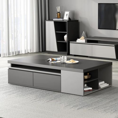 Mesa de Centro Moderna Extensible Beberly color Negro/Gris TU MESITA