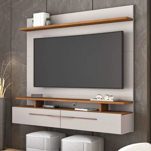 Mueble completo para TV flotante 2 cajones Argos color Blanco/Duna TU MESITA
