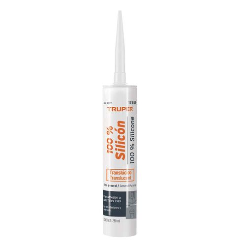 Silicona Traslucida 280ml para Vidrio, Hierro y Madera Truper 17559