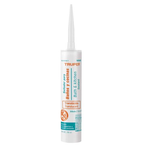 Silicona Translúcido 280ml para Baños y Cocinas Truper 18565