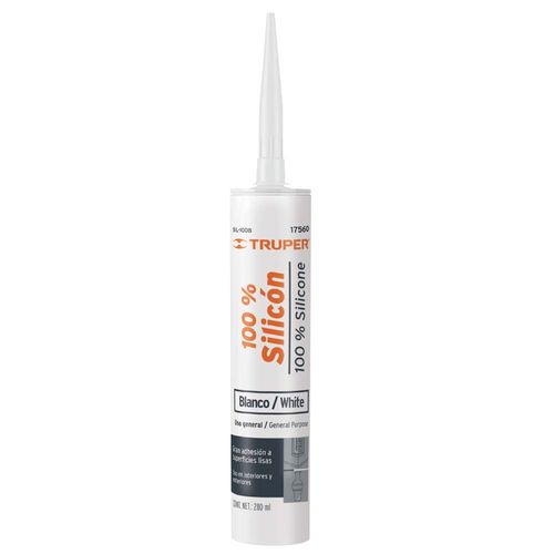 Silicona Blanco 280ml para Vidrio, Hierro y Madera Truper 17560