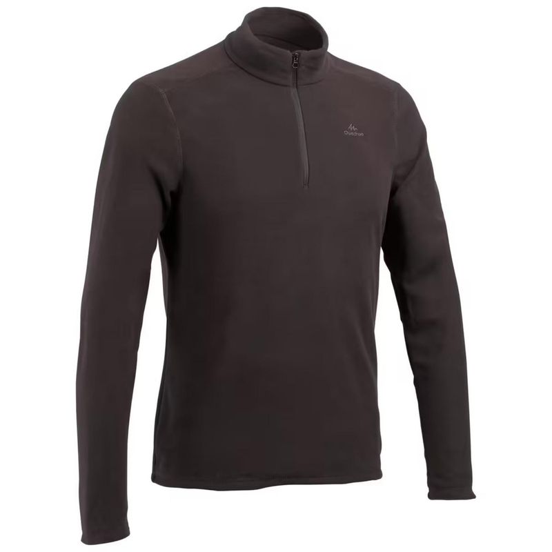 Casaca-Polar-de-montaña-y-trekking-cremallera-Hombre-Quechua-MH120---Negro-Talla-L