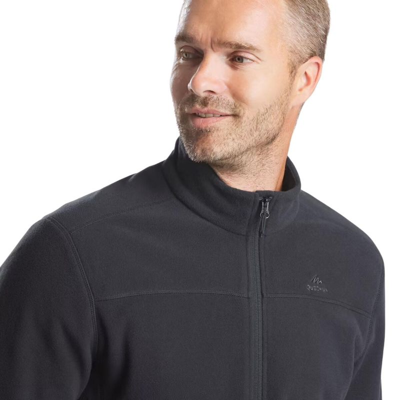 Casaca-Polar-de-montaña-y-trekking-cremallera-Hombre-Quechua-MH120---Negro-Talla-L