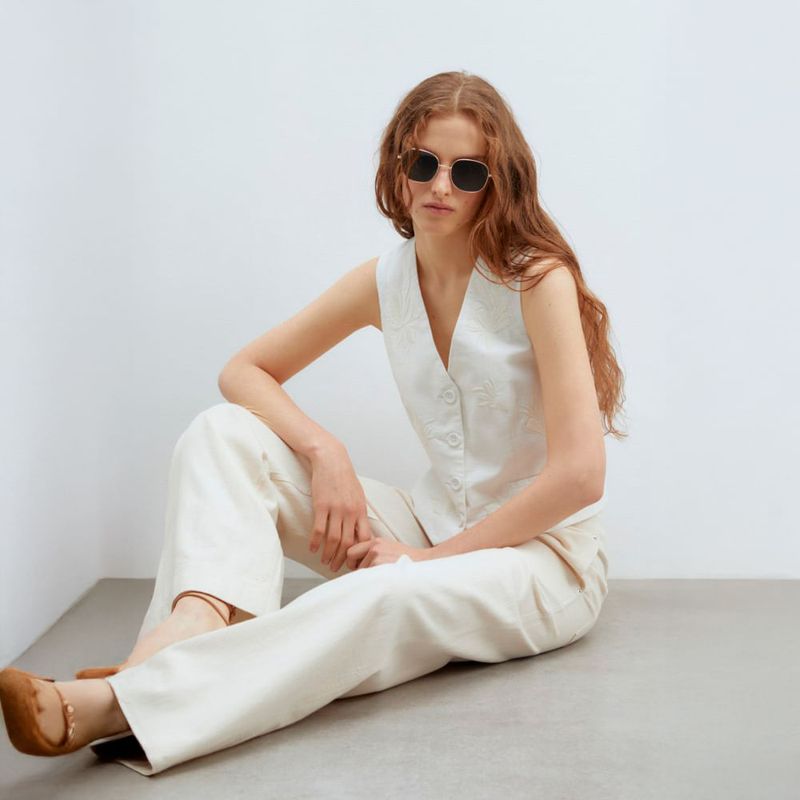 Abrigo Blanco Mujer Sfera Abrigo Mujer Sfera Vestir Bordado Blanco