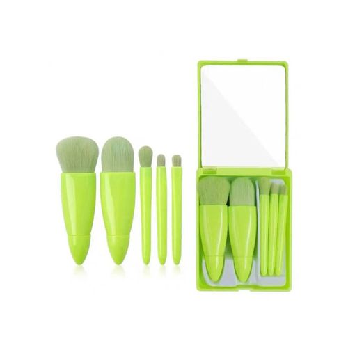 Set x 5 Mini Brochas con Estuche y Espejo para Cartera - Verde Neon