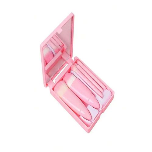 Set x 5 Mini Brochas con Estuche y Espejo para Cartera - Rosado