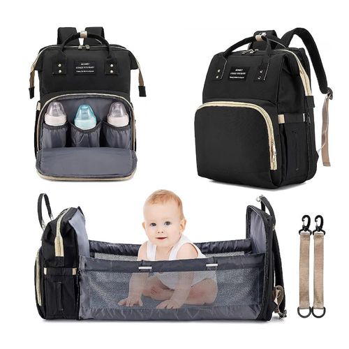Pañalera Mochila Bebe Cambiador Cuna Convertible 3 en 1 Color Aleatorio