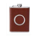 Licorera-Bolsillo-Wiskera-8-onzas-con-vaso-Acero-Inoxidable-marron