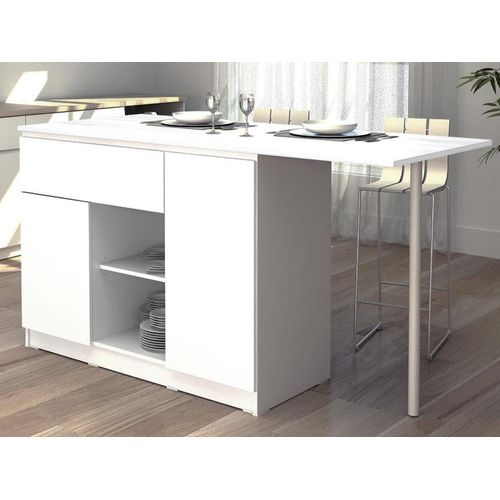 Isla de Cocina Moderna Rinaldi 2 puertas 1 cajón TU MESITA color Blanco