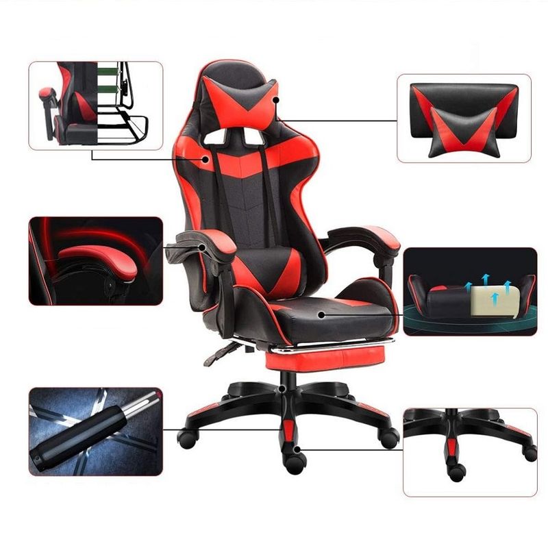 Silla-gamer-con-reposa-pies-y-masajeador-de-espalda-Roja-