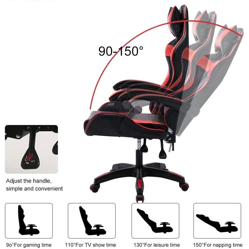 Silla-gamer-con-reposa-pies-y-masajeador-de-espalda-Roja-