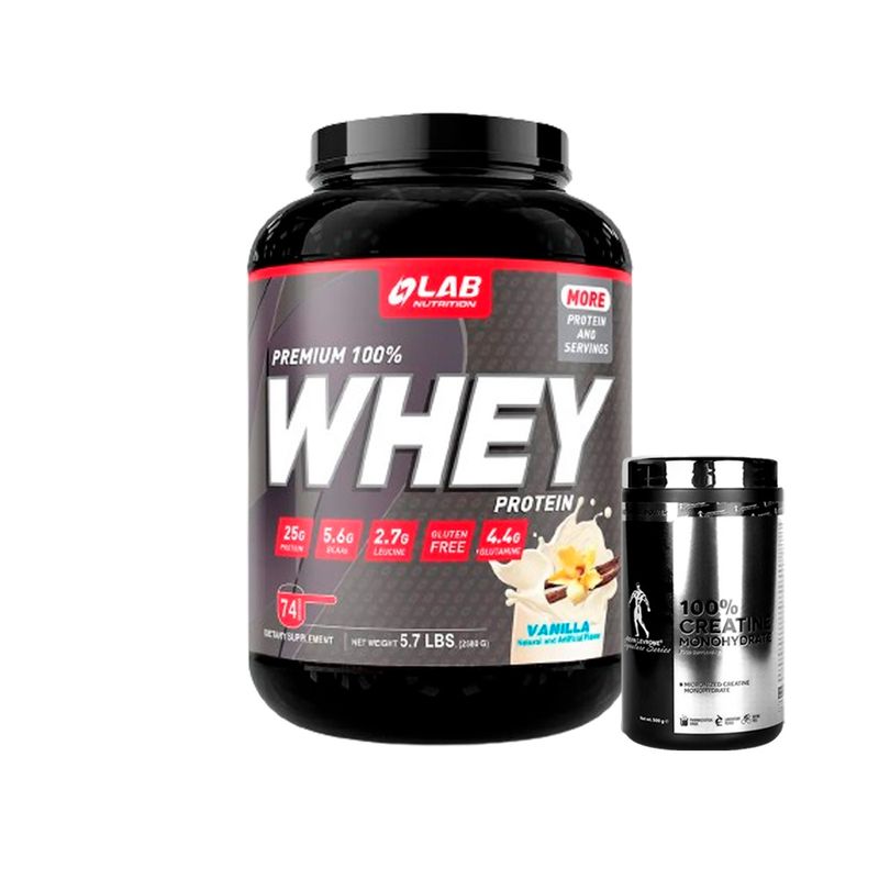 Pack-Proteina-100--Premium-Whey-57-lb-Vainilla---Creatina-500gr-Kevin-Levrone