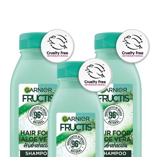 Pack Champú FRUCTIS Hair Food Aloe Frasco 300ml Paquete 3un