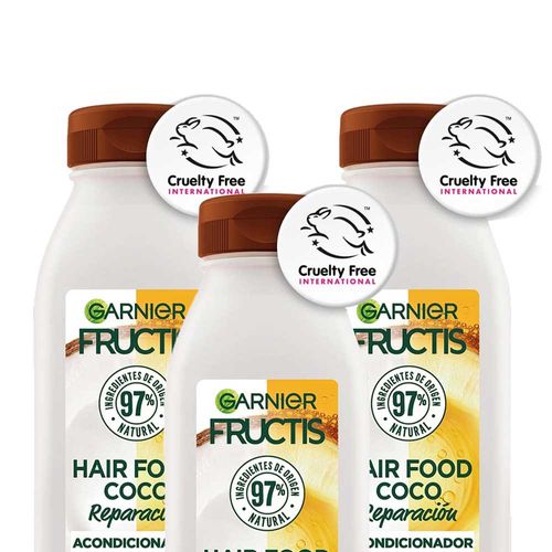 Pack Acondicionador FRUCTIS Hair Food Coco Frasco 300ml Paquete 3un