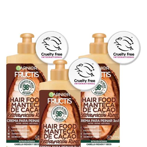 Pack Crema para Peinar FRUCTIS Manteca de Cacao Frasco 300ml Paquete 3un