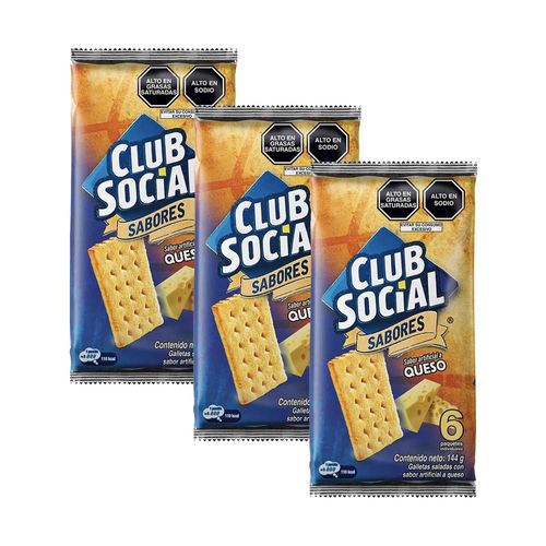 Pack Galletas NABISCO Club Social Queso Bolsa 144g Paquete 3un