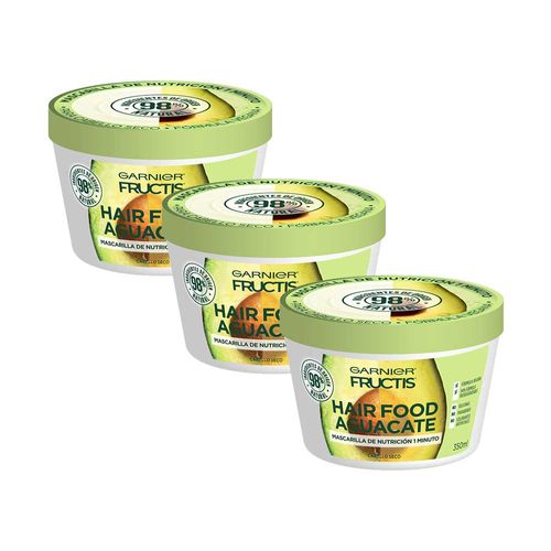 Pack Mascarilla Nutritiva FRUCTIS Hair Food de Palta Frasco 350ml Paquete 3un