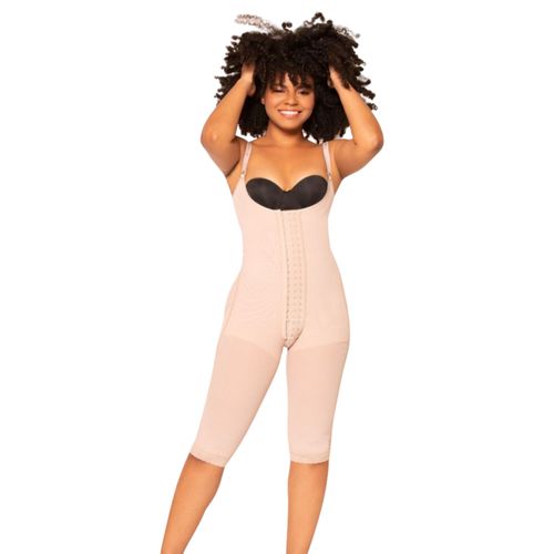 Faja Fajitex Alta Compresion Hasta La Rodilla Con Cuatro Broches - Beige - Talla M