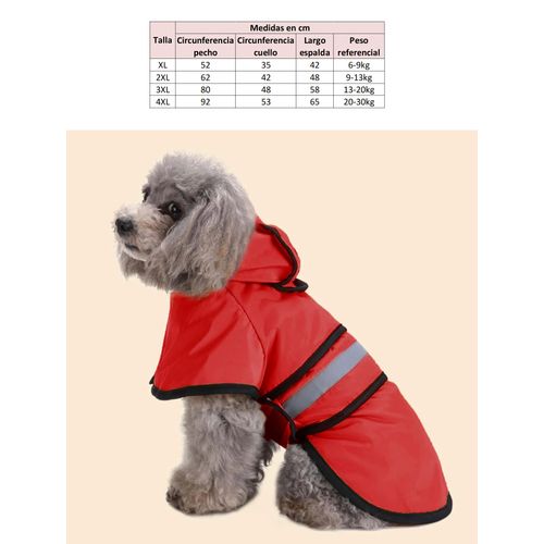 Capa impermeable para perros grandes de 20-30kg rojo talla 4XL