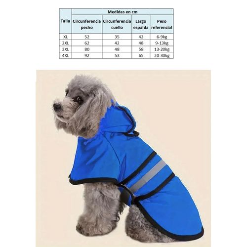 Capa impermeable para perros grandes de 13-20kg azul talla 3XL