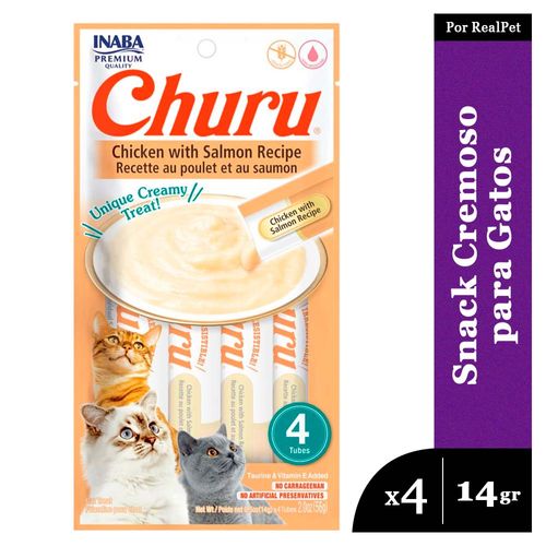 Snack Cremoso Gato Churu Pollo y Salmón 1 sobre x 4 tubos