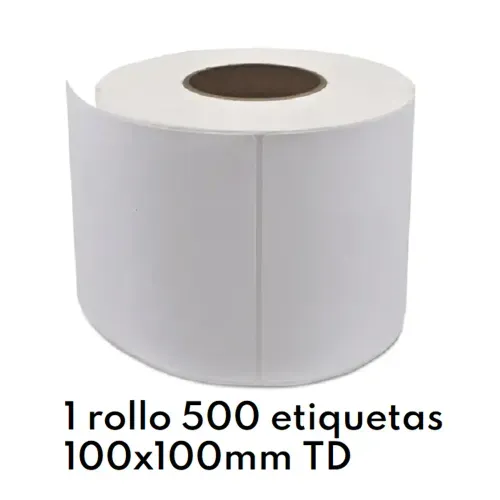 1 rollos de 500 etiquetas adhesivas térmico TD 100x100mm