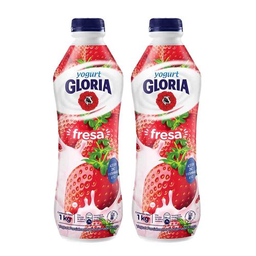 Pack Yogurt Bebible GLORIA Sabor a Fresa Botella 1Kg x 2un