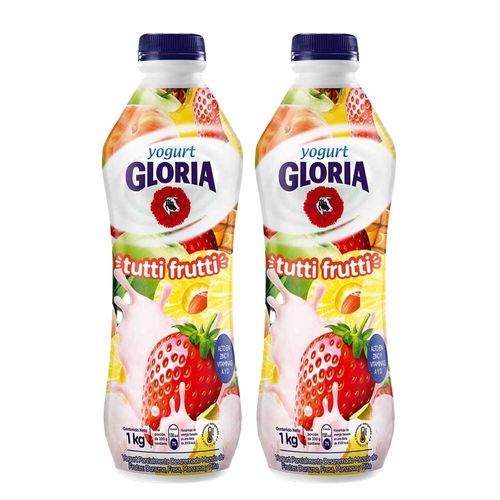 Pack Yogurt Bebible GLORIA Sabor a Tutifruti Botella 1Kg x 2un