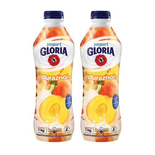 Pack Yogurt Bebible GLORIA Sabor a Durazno Botella 1Kg x 2un