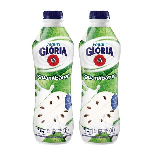 Pack Yogurt Parcialmente Descremado GLORIA Sabor a Guanábana Botella 1Kg x 2un
