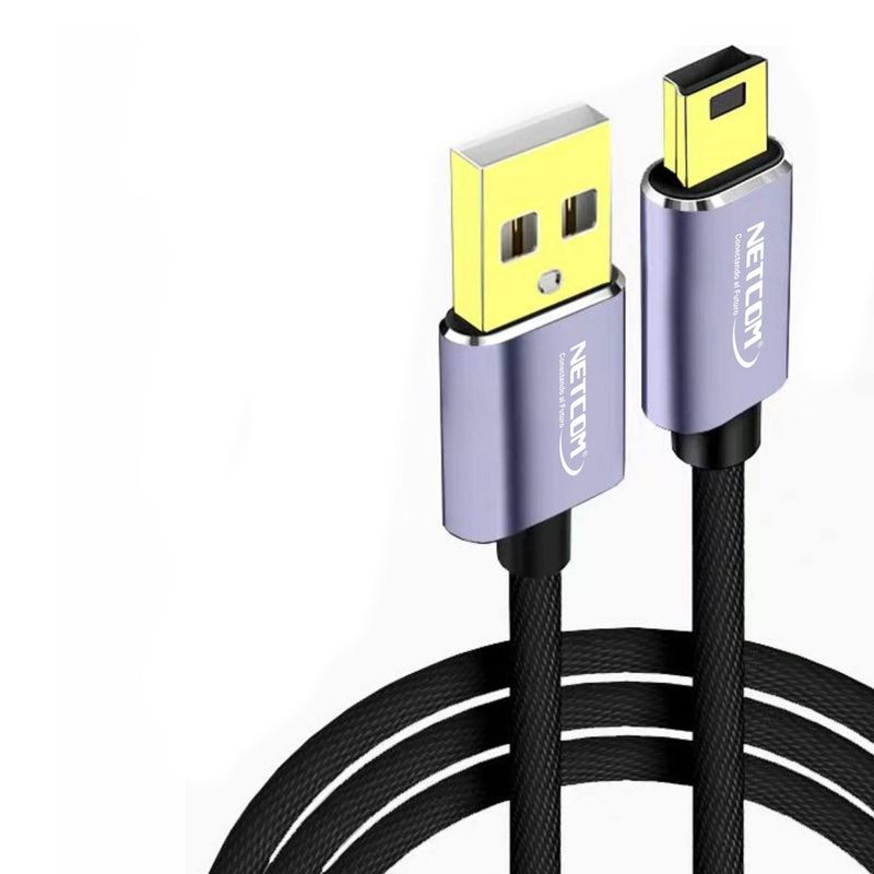 Cable-USB-20-a-Mini-USB-V3-5-pines-18-Metros-NETCOM-480Mbps-nylon