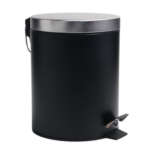 Papelera redonda metal con pedal 5 litros Negro