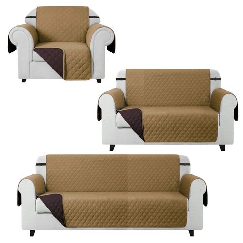 Cobertor Reversible de Muebles de 1, 2 y 3 Asientos Camel - Marrón