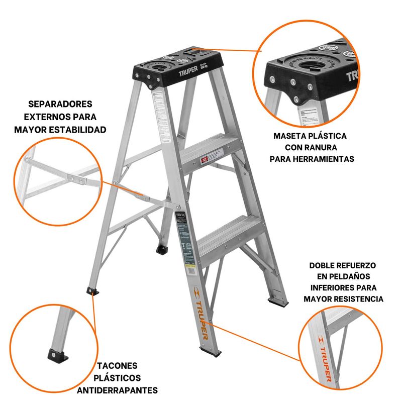 Escalera-Tijera-2-Peldaños-Capacidad-De-Carga-150-Kg-Truper