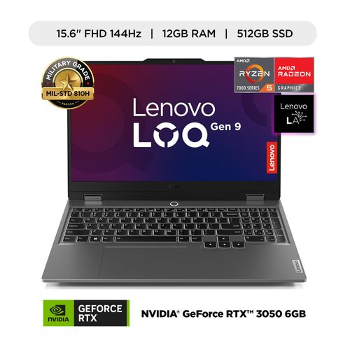Laptop Gamer LENOVO IA LOQ AMD Ryzen 5 7235HS 12GB RAM 512GB SSD RTX 3050 6GB 15.6" 144 Hz