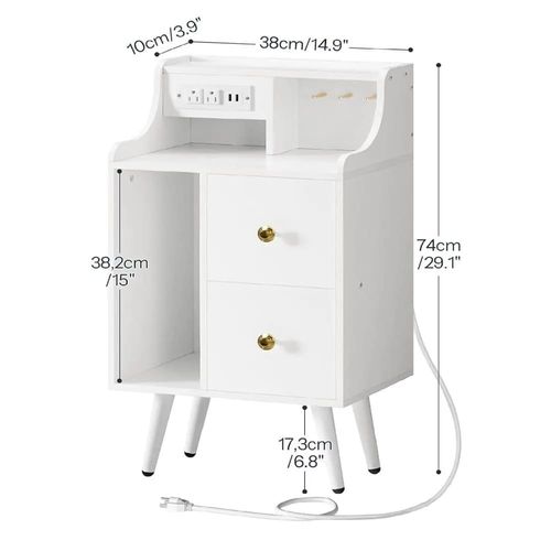 Velador Moderno Robert color Blanco 2 cajones TU MESITA