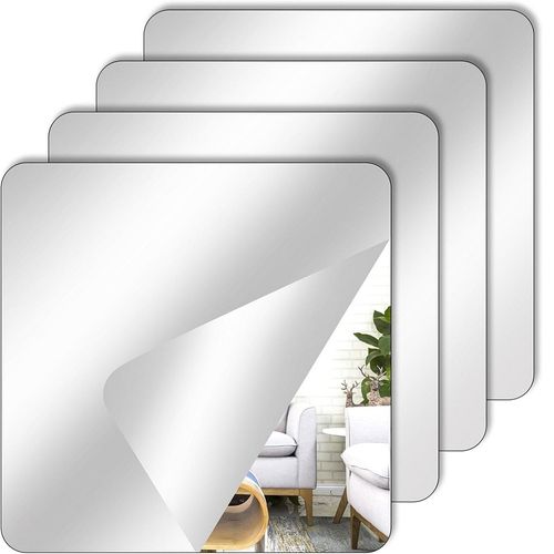 Espejo adhesivo de pared cuadrado 20cm x 20cm Set de 6 und