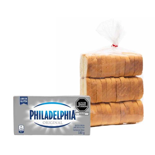 Pack Mini Tostadas Clásicas LA FLORENCIA Bolsa 36un + Queso Crema PHILADELPHIA Brick Original Paquete 180g