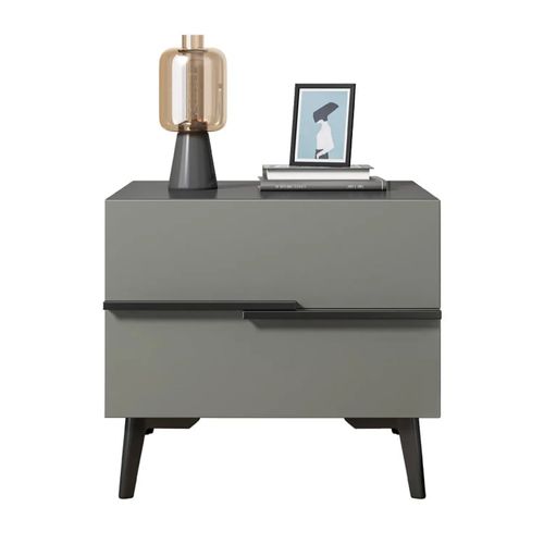 Velador Moderno Alberto 2 Cajones Color Taupe/Negro TU MESITA