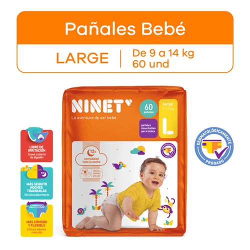 Pañales Ninet Talla L - Bolsa 60 UN
