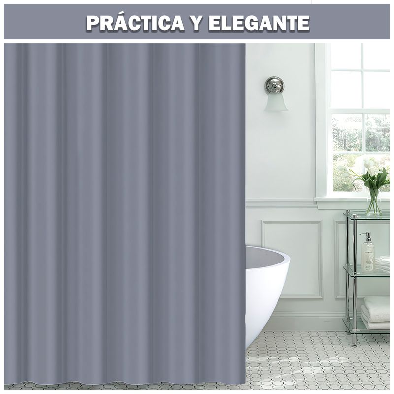 Cortina-de-Baño-Moderna-Impermeable-Accesorio-para-Ducha-U11-Plomo