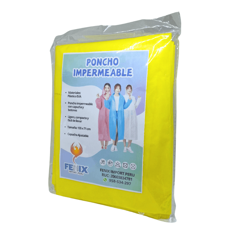 Poncho-Para-Lluvia-Ligero-Impermeable-con-capucha-y-botones-Amarillo
