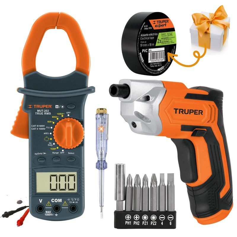 kit-pinza-amperimetrica-industrial-Destornillador-inalambrico-Truper