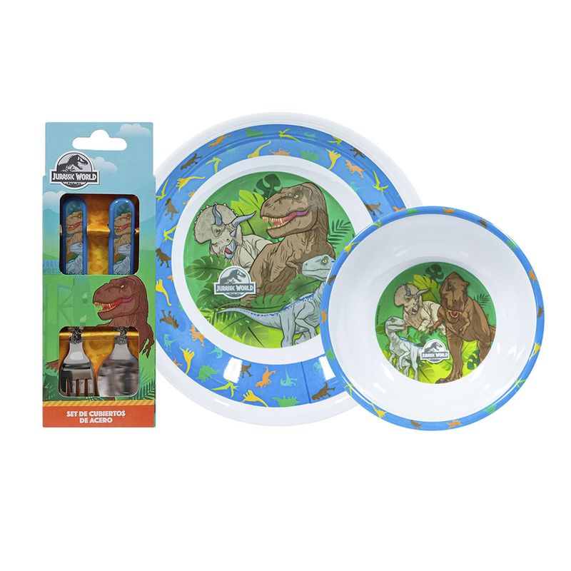 Vajilla-Infantil--Jurassic-Parck--Cubierto-Scool-Melamine