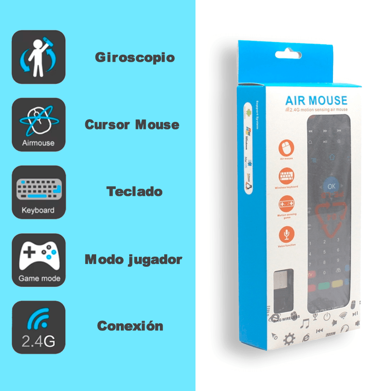 Air-Mouse-Inalambrico-con-Teclado-QWERTY---Control-de-Voz--y-Giroscopio