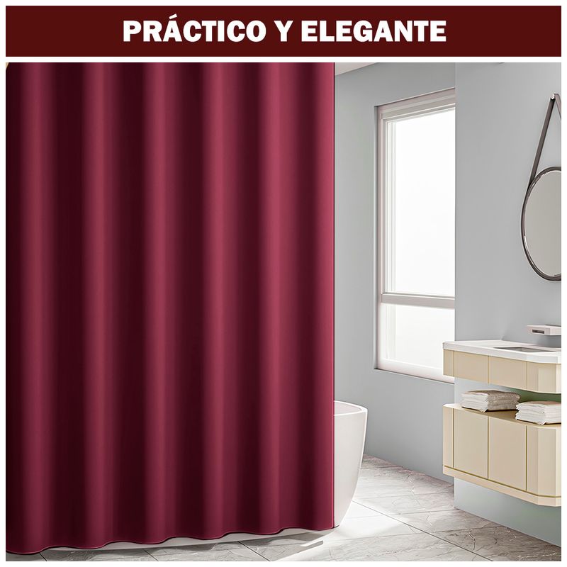 Cortina-de-Baño-Impermeable-Premium-180x180-Guinda-U88
