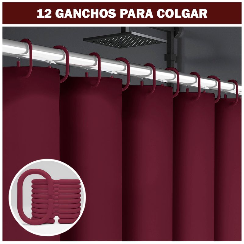 Cortina-de-Baño-Impermeable-Premium-180x180-Guinda-U88
