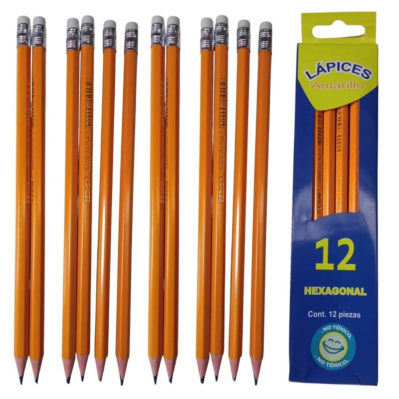 Lapices-hezagonal-lapiz-con-borrador-set-de-12-Amarillos