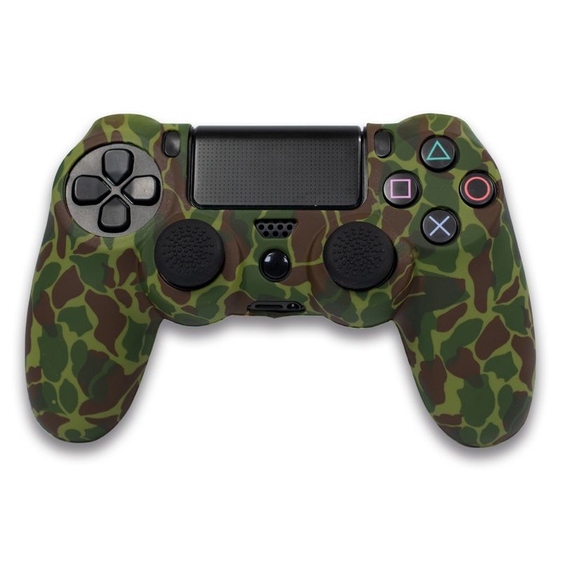 Funda-de-Silicona-para-mando-PS4-Camuflaje-Verde-Oscuro